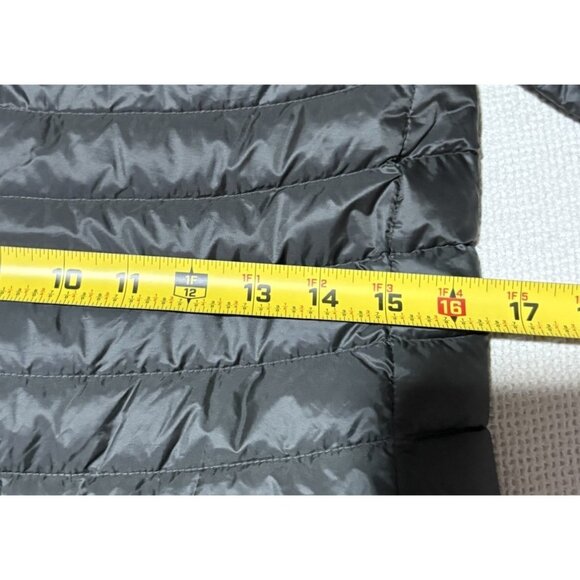 Athleta Downkind Goose Down Jacket Size XXS Gray Snaps Packable Lightweight - Picture 9 of 11